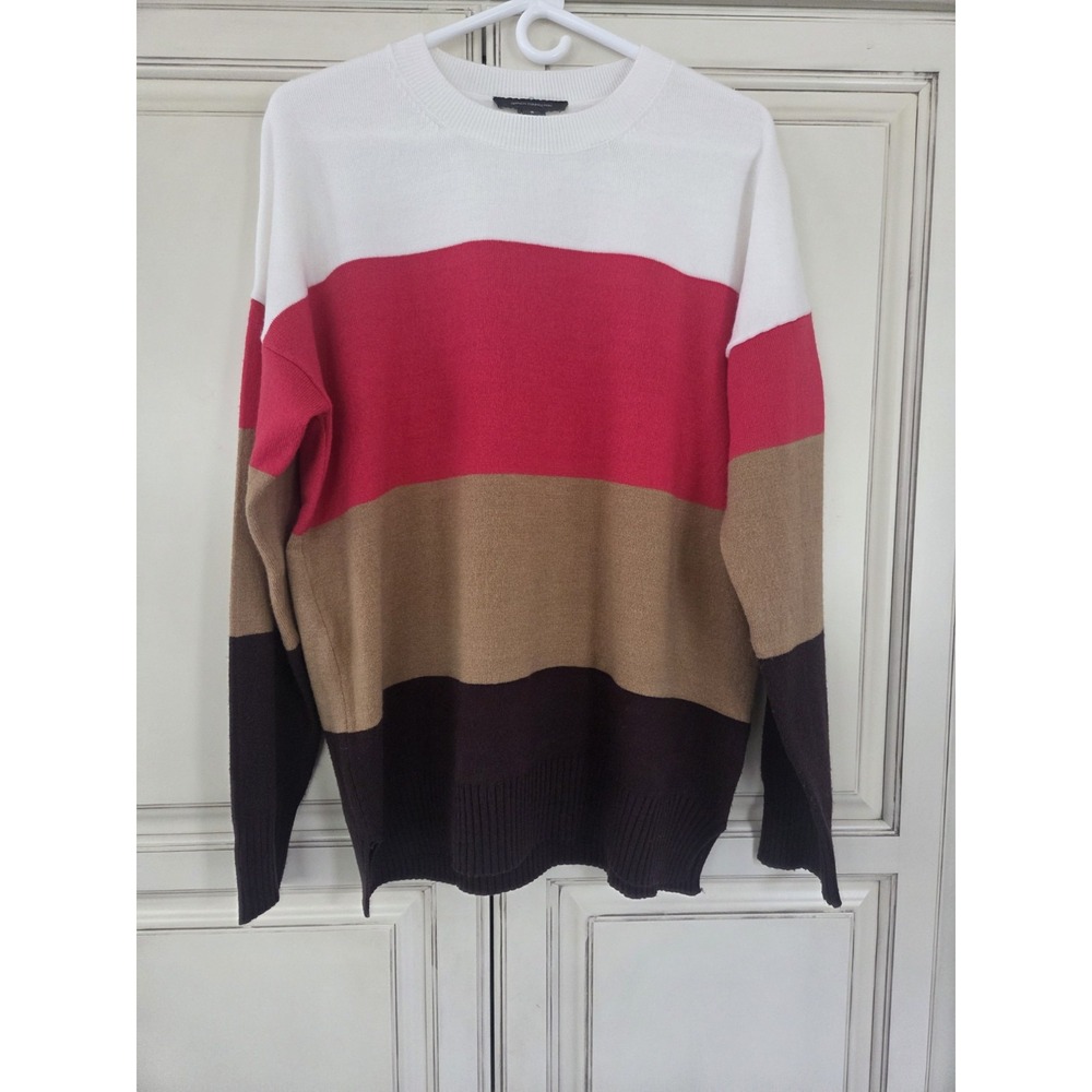 vtg French Connection  Colorblock sweater women's small Crew Neck Pullover 90s